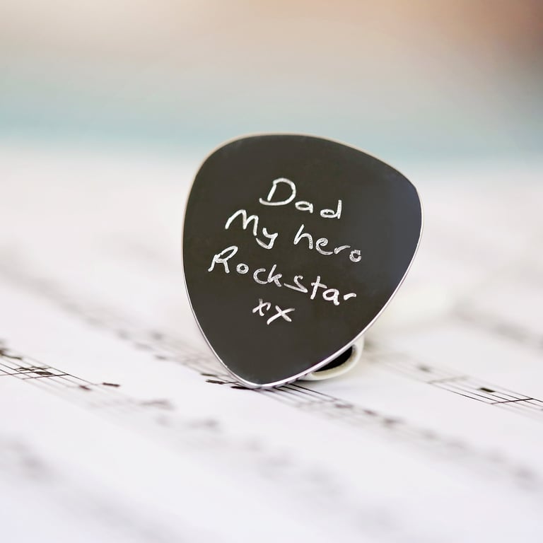 Personalized Handwriting Engraved Guitar Pick - Unique Custom Gift for Musicians and Guitar Lovers