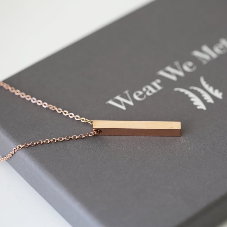 Personalised Bar Necklace - Engraved Modern Silver, Gold & Rose Gold Gift