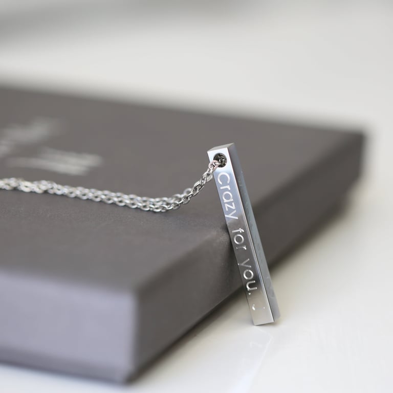Personalised Bar Necklace - Engraved Modern Silver, Gold & Rose Gold Gift