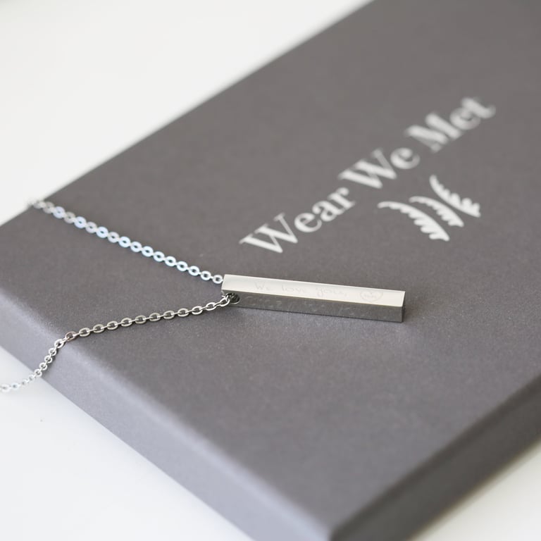 Personalised Bar Necklace - Engraved Modern Silver, Gold & Rose Gold Gift