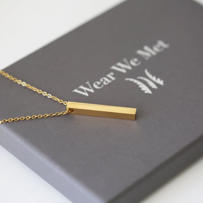 Personalised Bar Necklace - Engraved Modern Silver, Gold & Rose Gold Gift