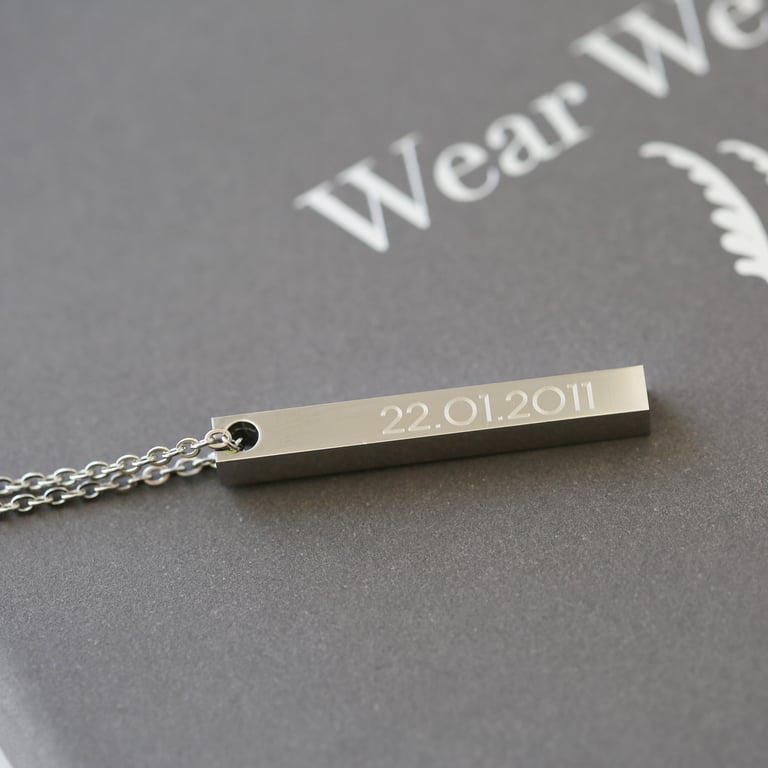 Personalised Bar Necklace - Engraved Modern Silver, Gold & Rose Gold Gift