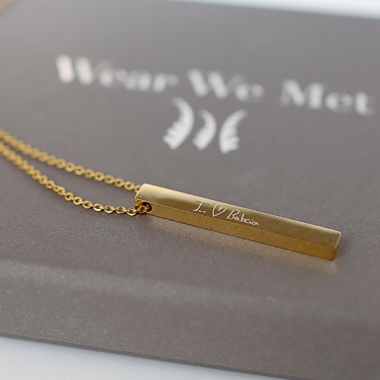 Raise The Bar Handwriting Necklace - Personalised Engraved Jewelry