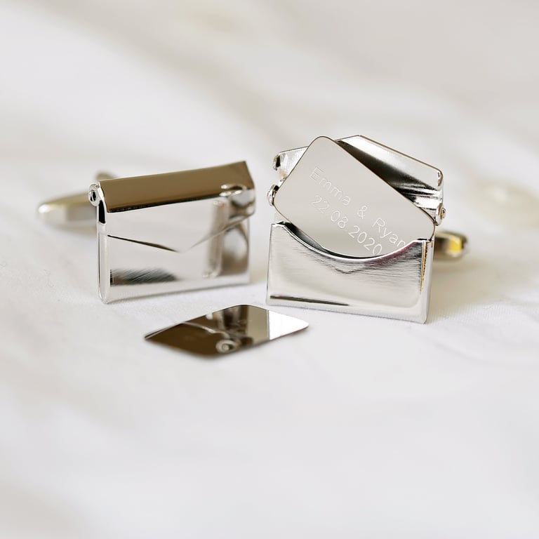 Personalised Secret Message Engraved Stainless Steel Cufflinks - Unique Mens Gift