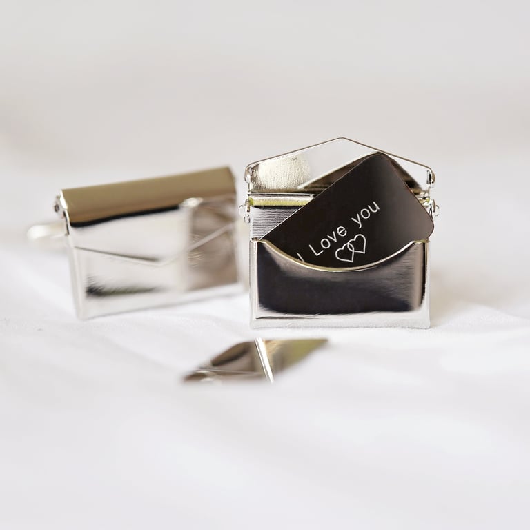 Personalised Secret Message Engraved Stainless Steel Cufflinks - Unique Mens Gift