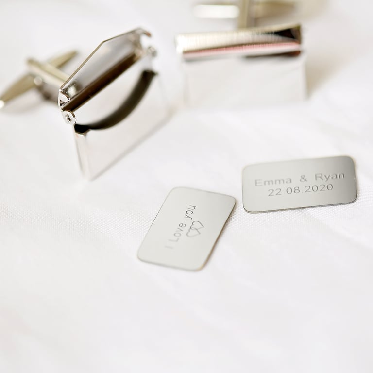 Personalised Secret Message Engraved Stainless Steel Cufflinks - Unique Mens Gift