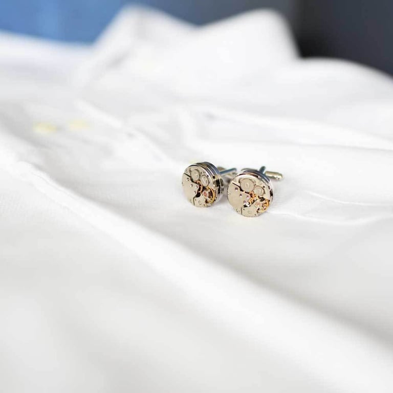 Personalised Stainless Steel Mechanical Gear Movement Cufflinks