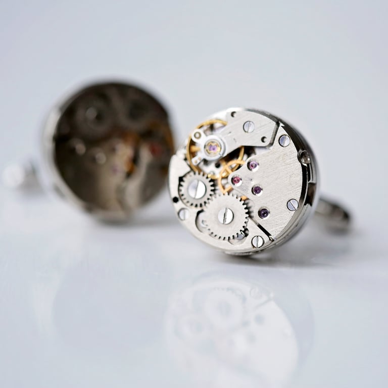 Personalised Stainless Steel Mechanical Gear Movement Cufflinks