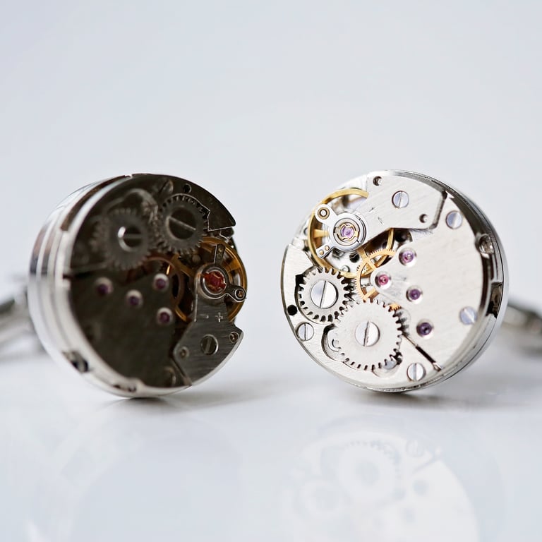 Personalised Stainless Steel Mechanical Gear Movement Cufflinks