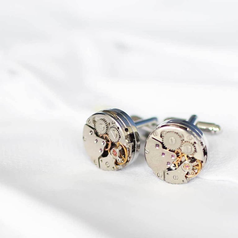 Personalised Stainless Steel Mechanical Gear Movement Cufflinks