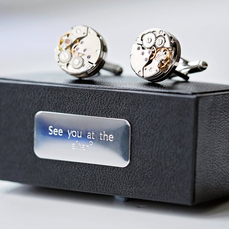 Personalised Stainless Steel Mechanical Gear Movement Cufflinks