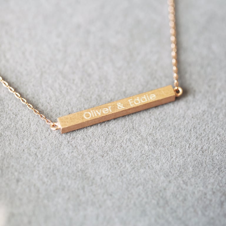 Personalised Engraved Modern Horizontal Necklace - Adjustable & Gift Ready
