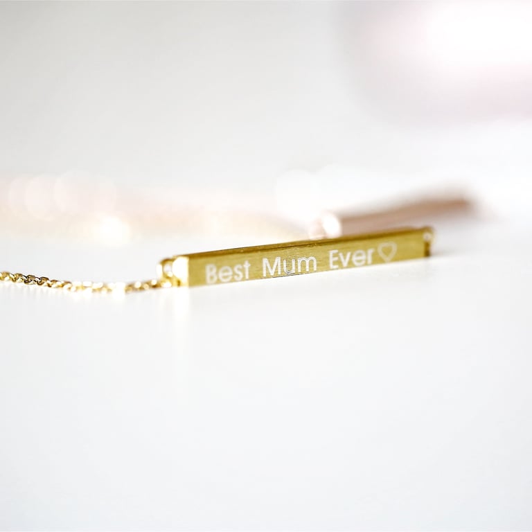 Personalised Engraved Modern Horizontal Necklace - Adjustable & Gift Ready