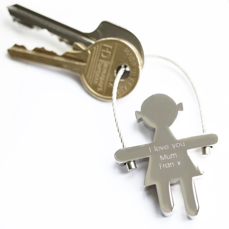 Personalised Skipping Sally Key Ring - Stainless Steel, Easy to Use & Engraved