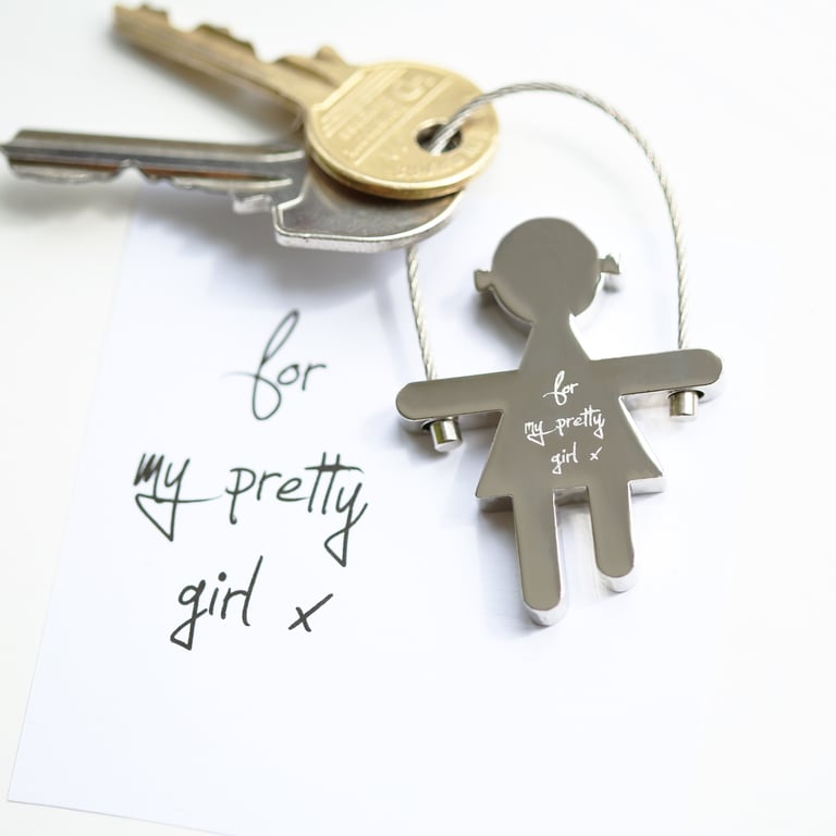 Personalized Skipping Sally Handwriting Engraved Key Ring - Durable Stainless Steel