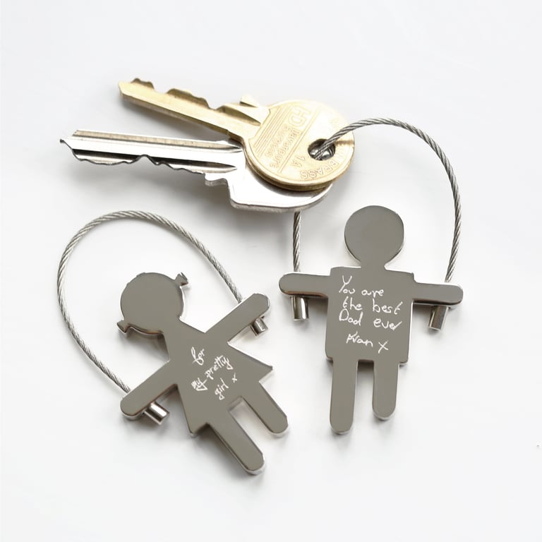 Personalized Skipping Sally Handwriting Engraved Key Ring - Durable Stainless Steel