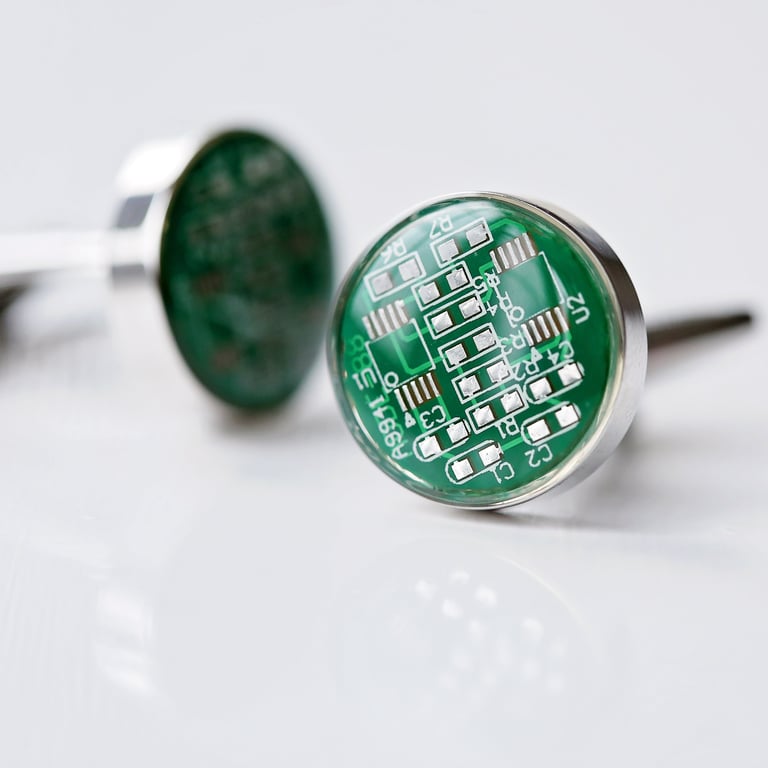 Real Circuit Board Cufflinks - Personalized Tech Accessory Gift with Engraved Box