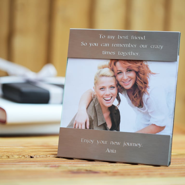 Polished Stainless Steel Personalised Photo Frame - Engraved and Customisable