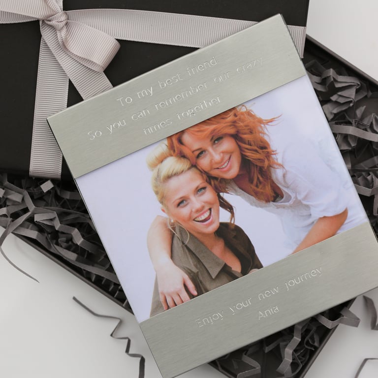 Polished Stainless Steel Personalised Photo Frame - Engraved and Customisable