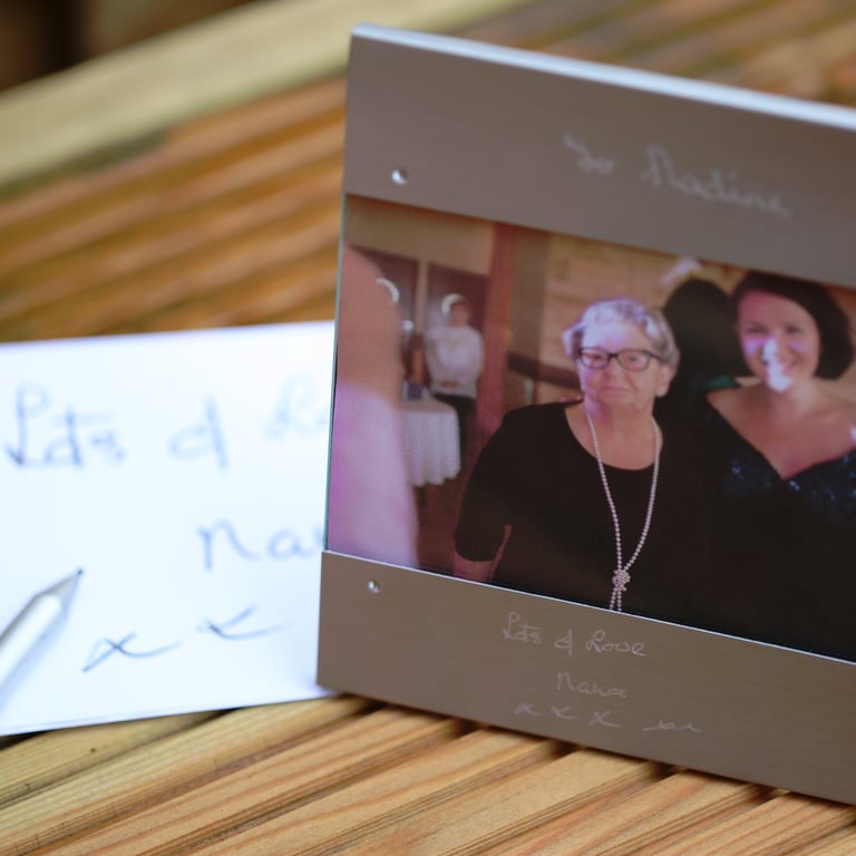 Handwriting Engraving Photo Frame - Personalized Sentimental Gift in Brushed Stainless Steel