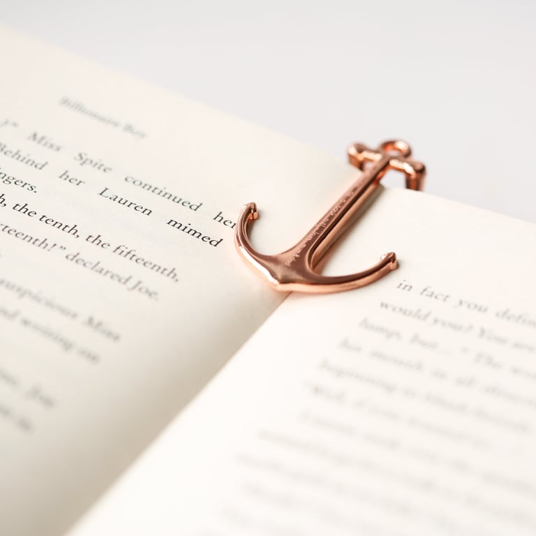 Personalised Book Anchor - Gold & Rose Gold Book Holder with Gift Box