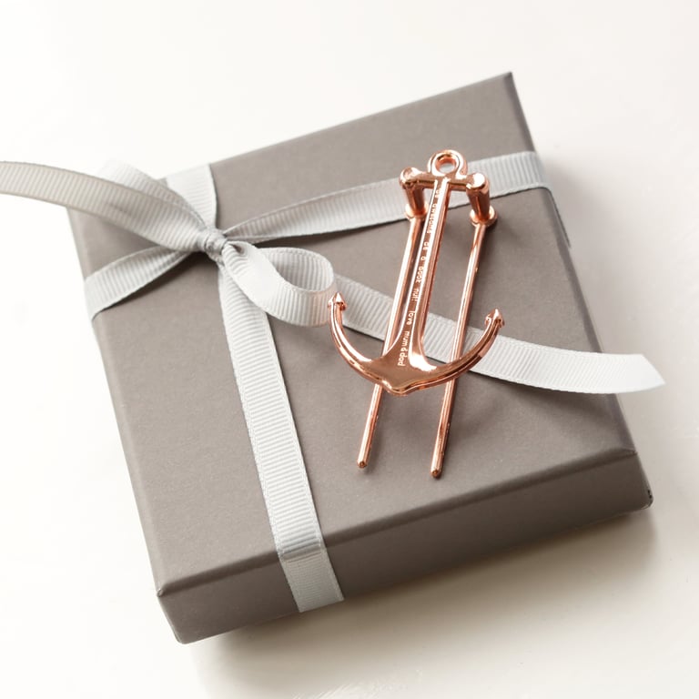 Personalised Book Anchor - Gold & Rose Gold Book Holder with Gift Box