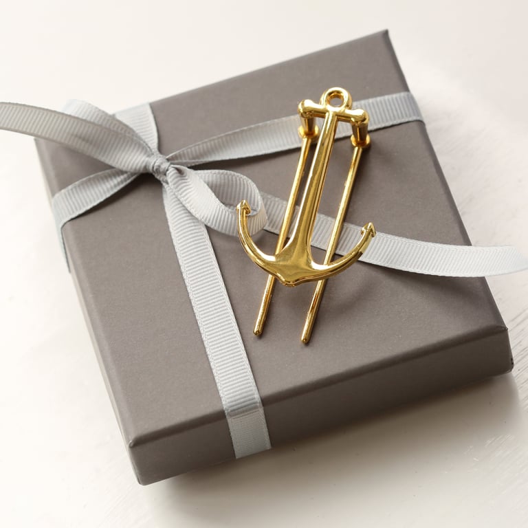 Personalised Book Anchor - Gold & Rose Gold Book Holder with Gift Box
