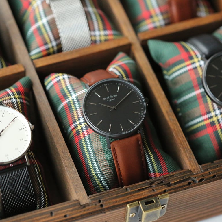 Architect Contactless Payment Watch - Minimalist Design with Walnut Strap and Cashback Rewards