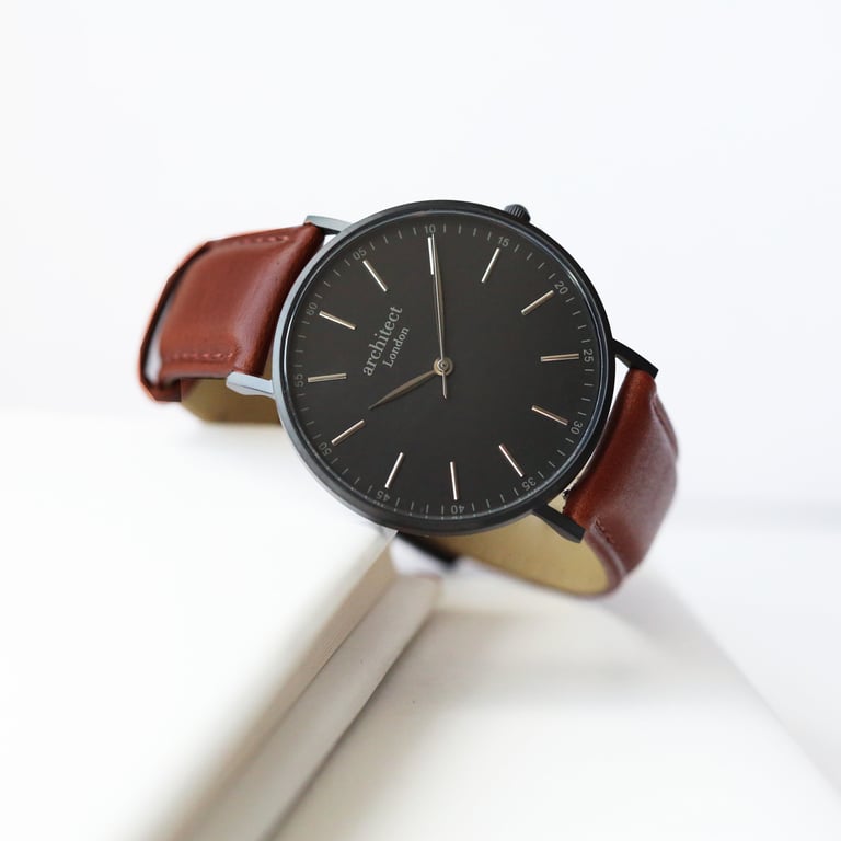 Architect Contactless Payment Watch - Minimalist Design with Walnut Strap and Cashback Rewards
