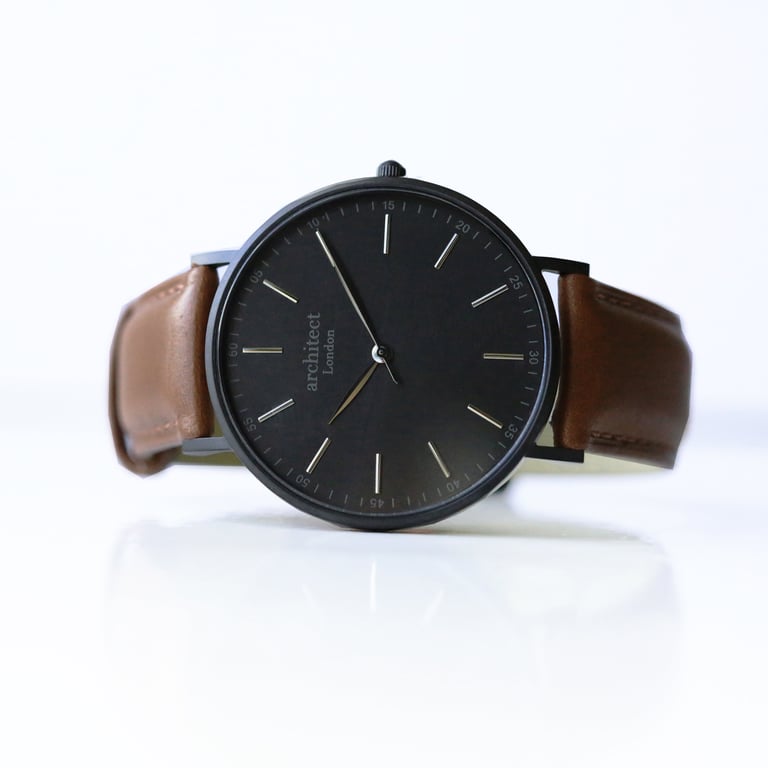 Architect Contactless Payment Watch - Minimalist Design with Walnut Strap and Cashback Rewards