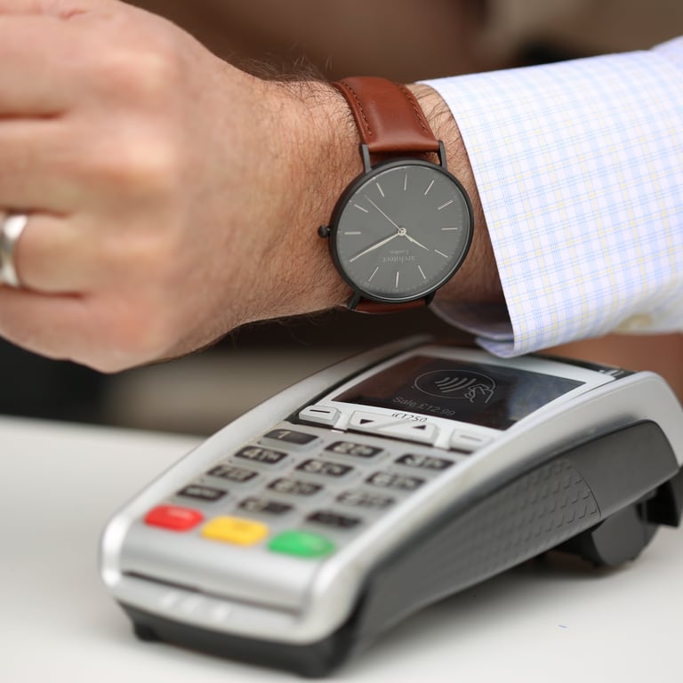 Architect Contactless Payment Watch - Minimalist Design with Walnut Strap and Cashback Rewards