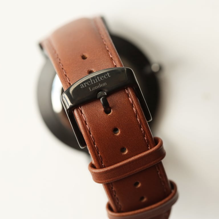 Modern Font Engraving - Personalized Minimalist Stainless Steel Watch with Walnut Strap