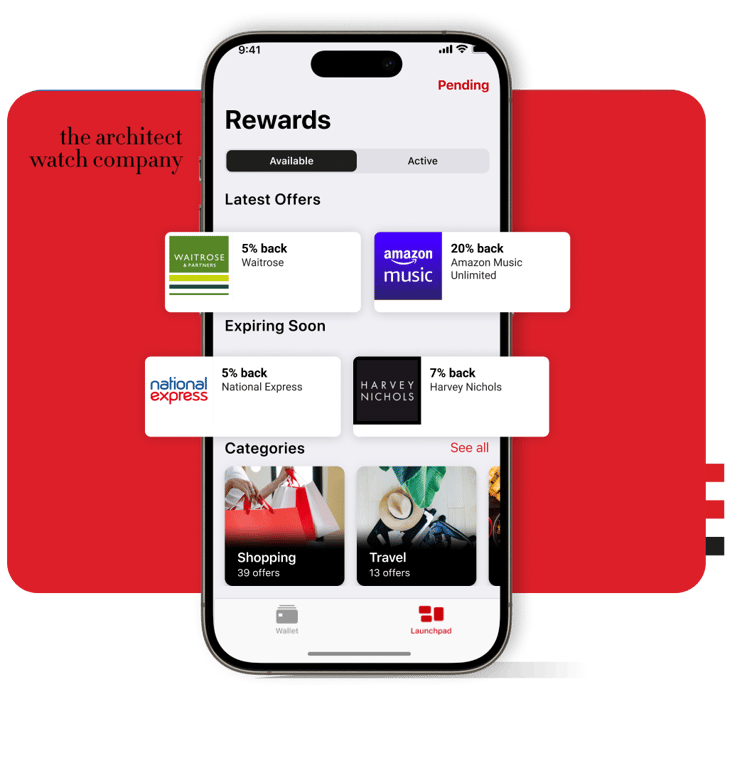 Architect Contactless Payment Watch - Cashback & Multiple Card Management