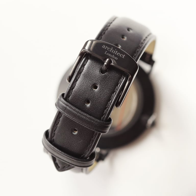 Contactless Payment Watch - Men s Architect Minimalist Jet Black Strap & Handwriting Engraving