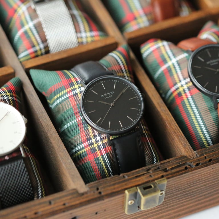 Contactless Payment Watch - Men s Architect Minimalist Jet Black Strap & Handwriting Engraving