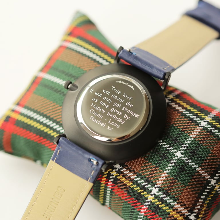 Modern Font Engraving - Minimalist Stainless Steel Watch with Leather Strap and Luxury Gift Box