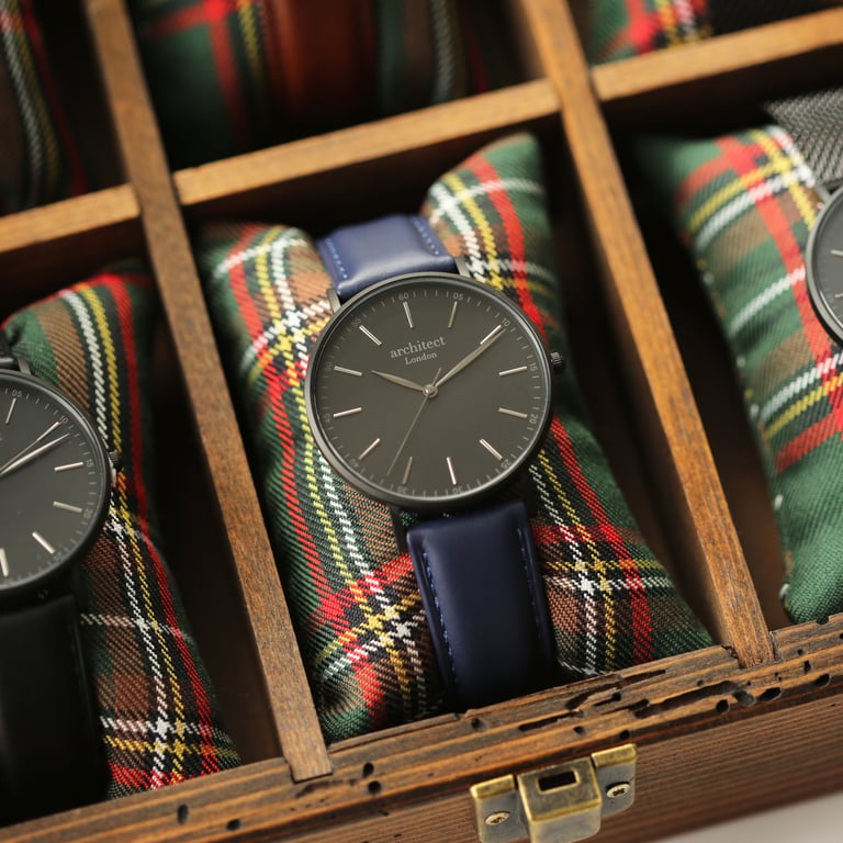 Modern Font Engraving - Minimalist Stainless Steel Watch with Leather Strap and Luxury Gift Box