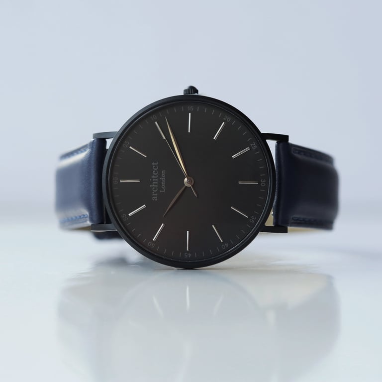 Modern Font Engraving - Minimalist Stainless Steel Watch with Leather Strap and Luxury Gift Box