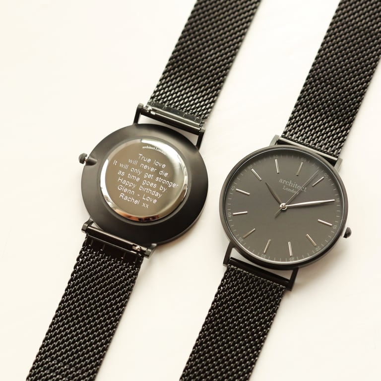 Stainless Steel Modern Font Engraving Watch - Personalised Minimalist Timepiece