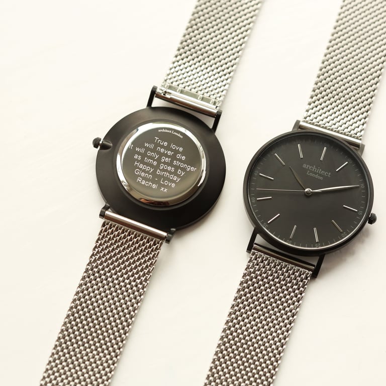 Modern Font Engraving - Men s Minimalist Stainless Steel Watch with Quick-Release Strap and Luxury Box