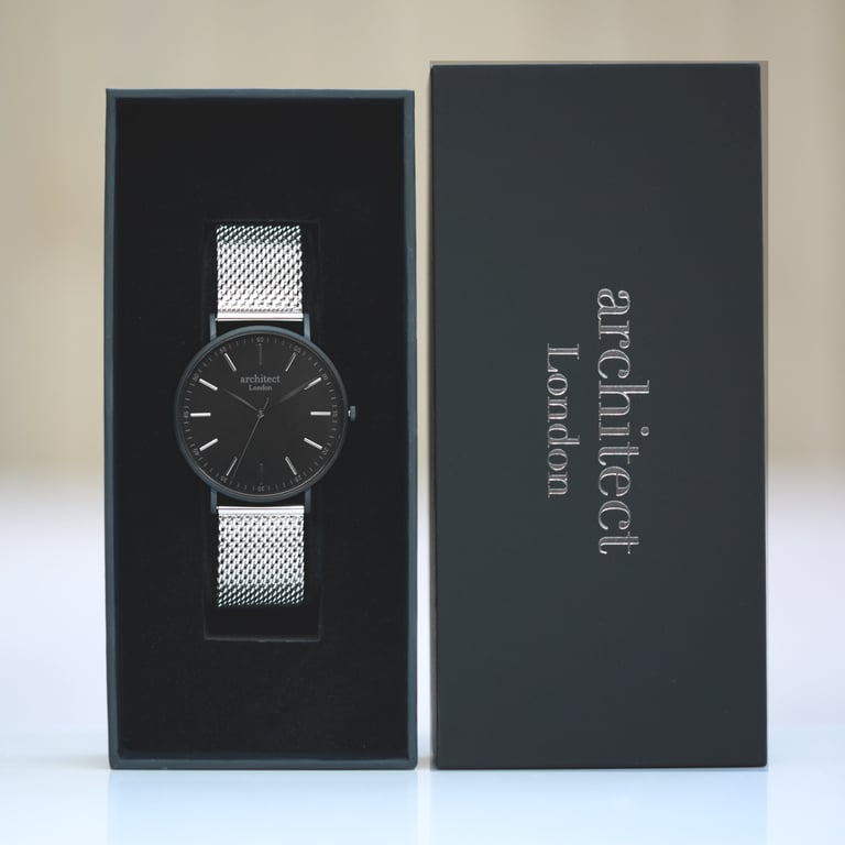 Modern Font Engraving - Men s Minimalist Stainless Steel Watch with Quick-Release Strap and Luxury Box