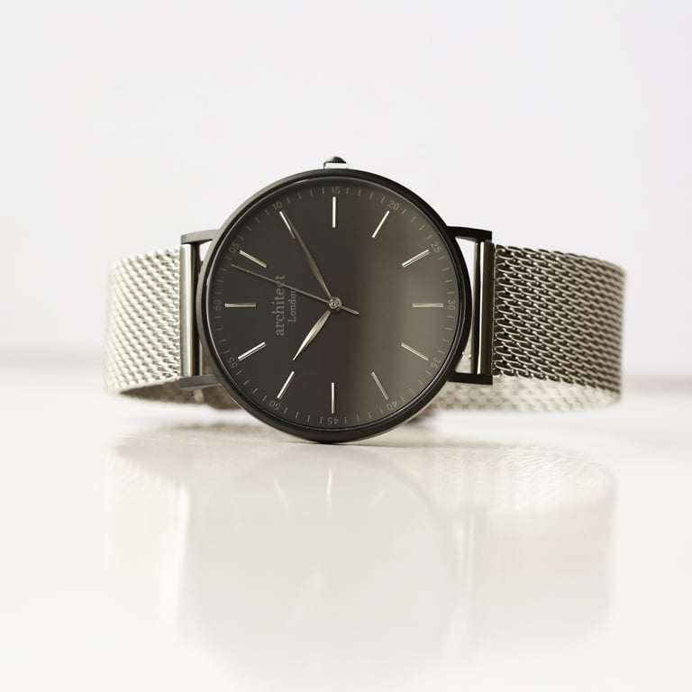 Modern Font Engraving - Men s Minimalist Stainless Steel Watch with Quick-Release Strap and Luxury Box