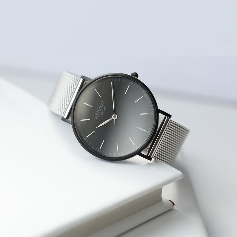 Handcrafted Men s Minimalist Watch with Personalized Handwriting Engraving & Stainless Steel Strap