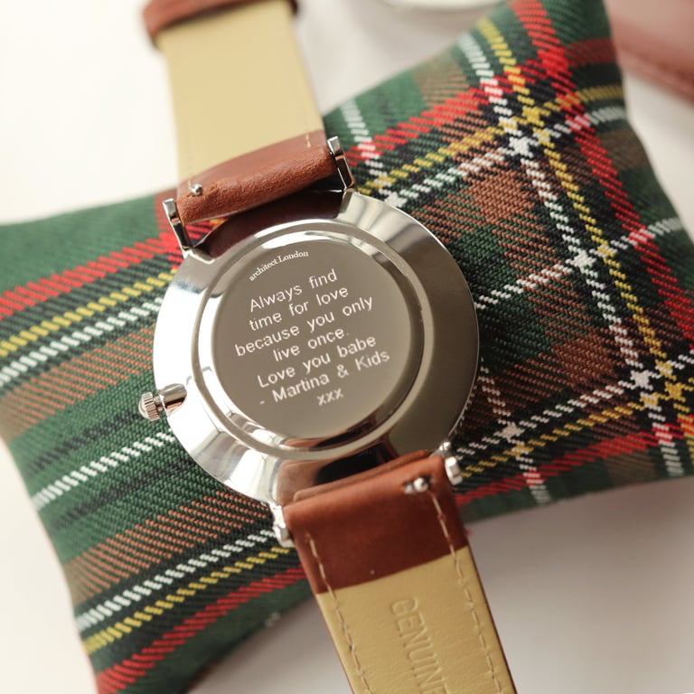 Modern Font Engraving - Architect Zephyr Men s Watch with Walnut Strap