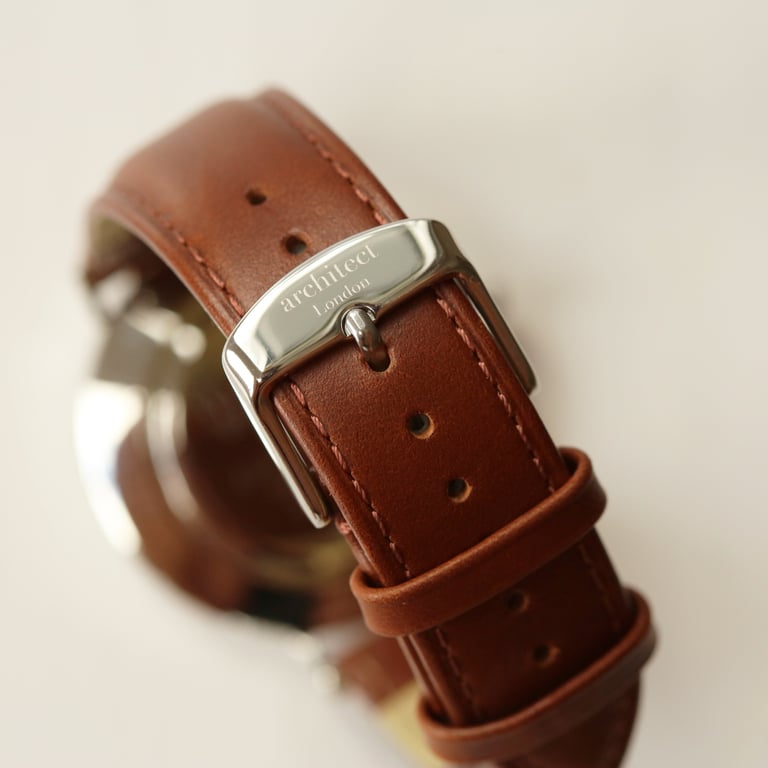 Personalized Architect Zephyr Watch with Walnut Strap and Handwriting Engraving