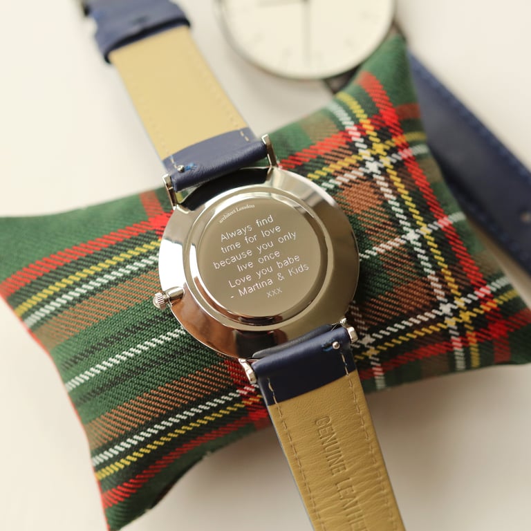 Architect Zephyr Men s Engraved Minimalist Watch with Admiral Blue Strap and Quartz Movement