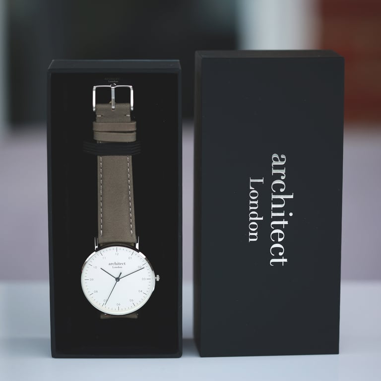 Architect Zephyr Modern Font Engraved Watch - Urban Grey Strap
