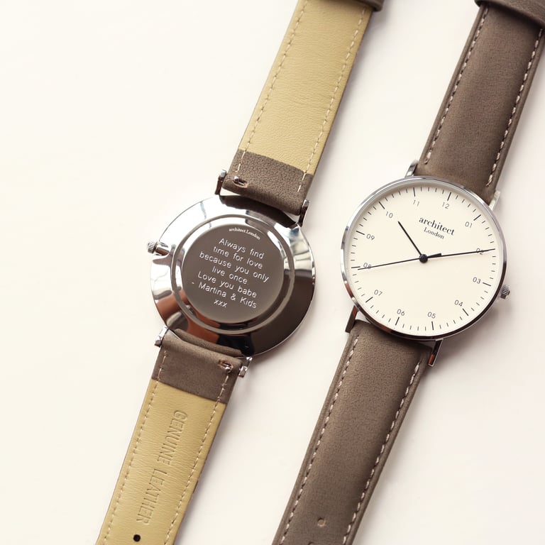 Architect Zephyr Modern Font Engraved Watch - Urban Grey Strap
