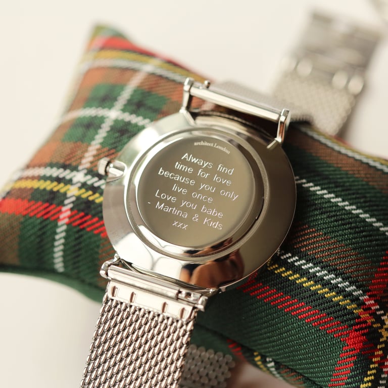 Architect Zephyr Modern Font Engraved Men s Minimalist Watch - Stainless Steel Case & Quick-Release Mesh Strap
