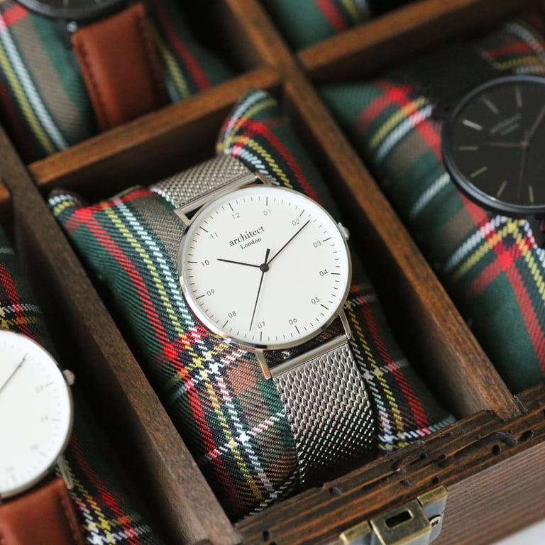 Architect Zephyr Stainless Steel Mesh Strap Watch - Personalised Handwriting Engraving Edition
